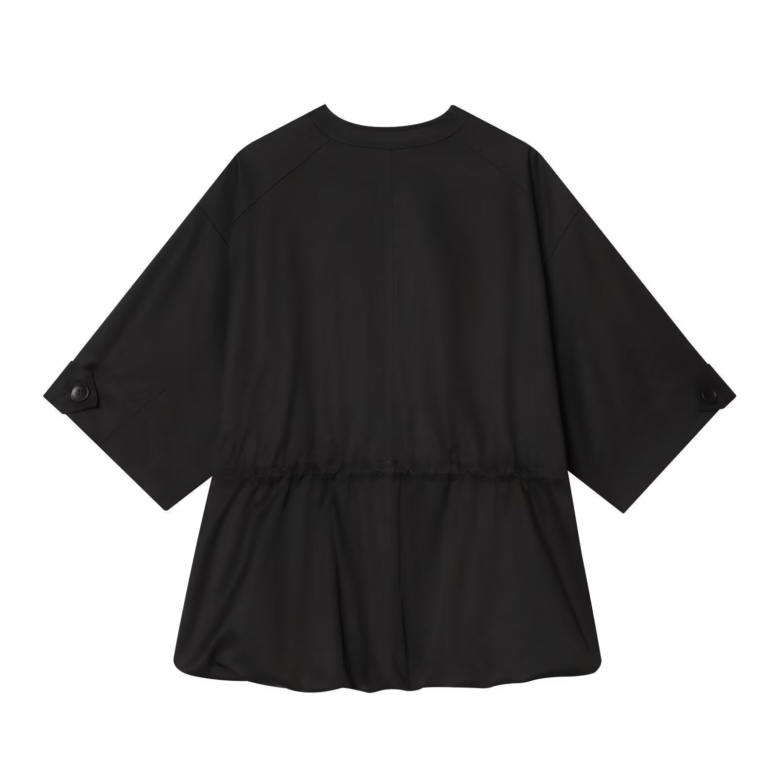 Women's O-Neck zipper short sleeved puffy Coat