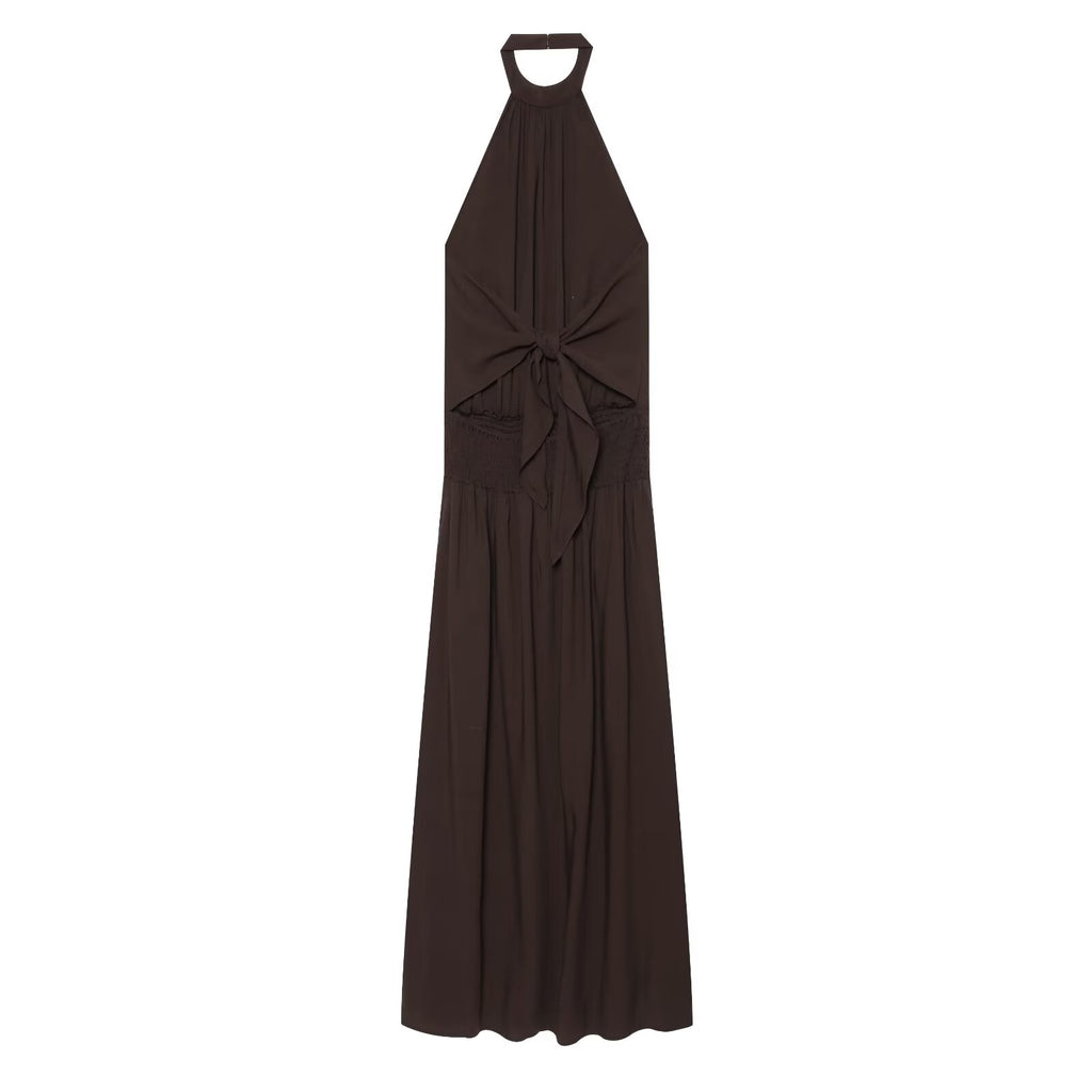 Women's beaded decorative halter neck dress