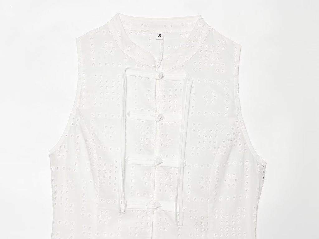 Women's hollowed out embroidered top