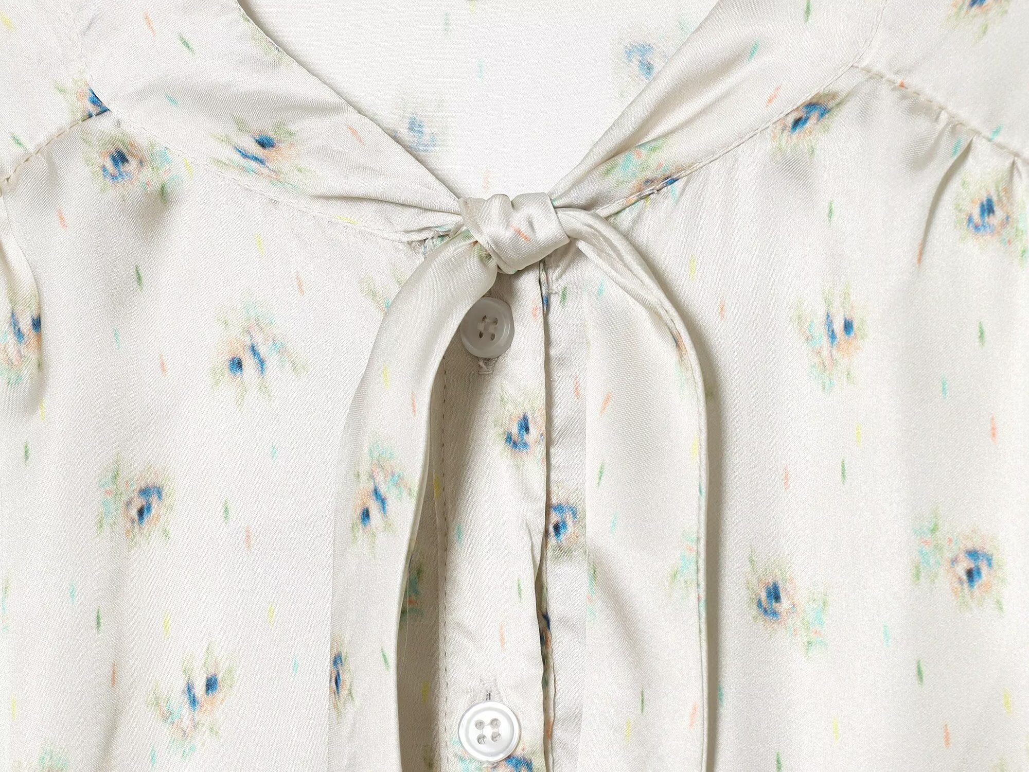 Women's bow decoration printed shirt