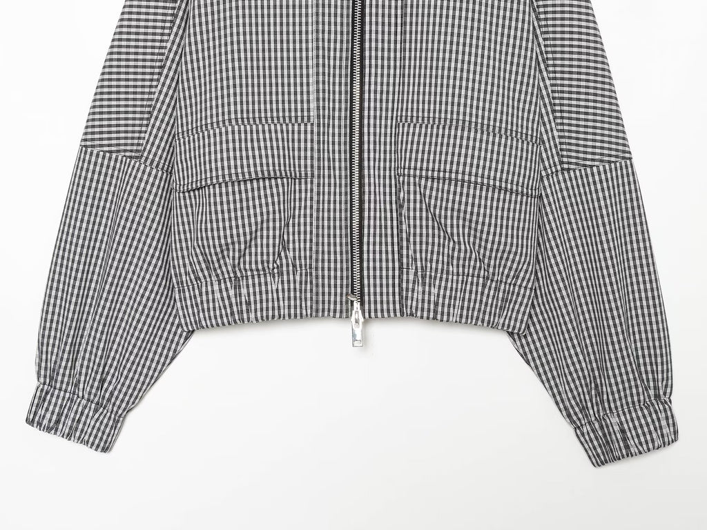 Women's contrasting plaid stand collar Coat