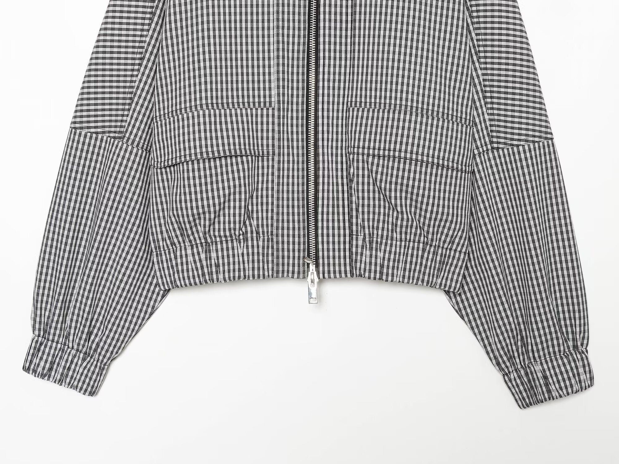 Women's contrasting plaid stand collar Coat