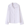 Women's new fashion linen blend long sleeved shirt