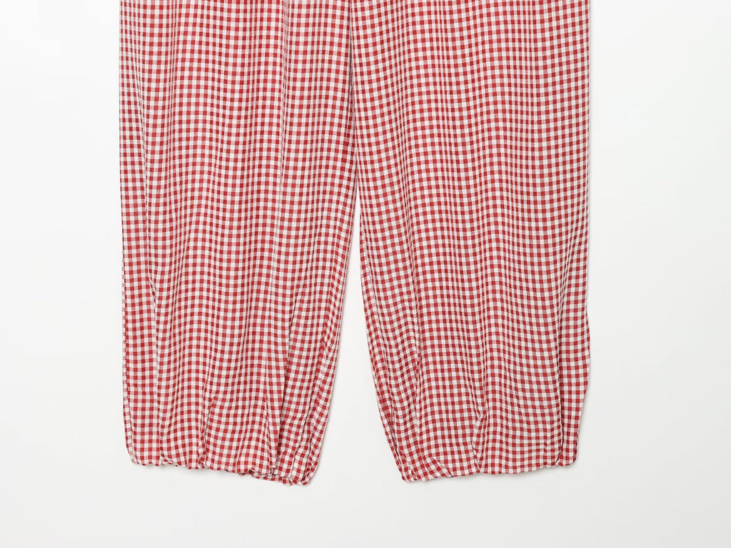 Women's casual plaid lantern pants