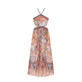Women's backless printed halter neck dress