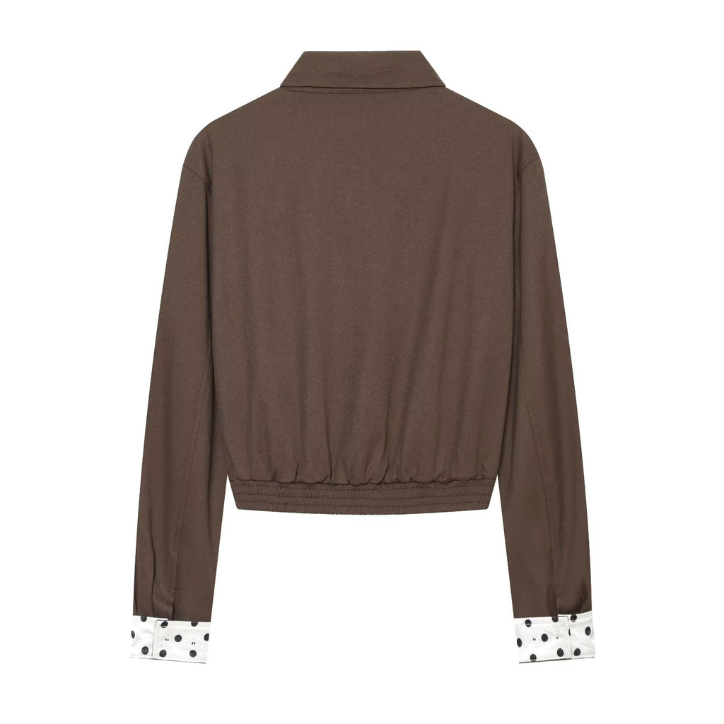 Women's polka dot contrasting collar jacket Coat