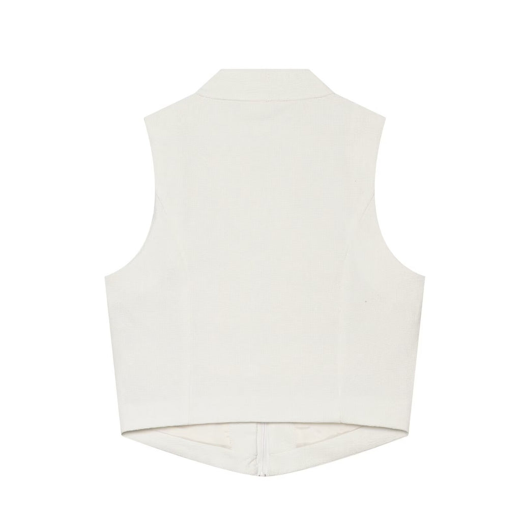 Women's buckle decoration hanging neck vest