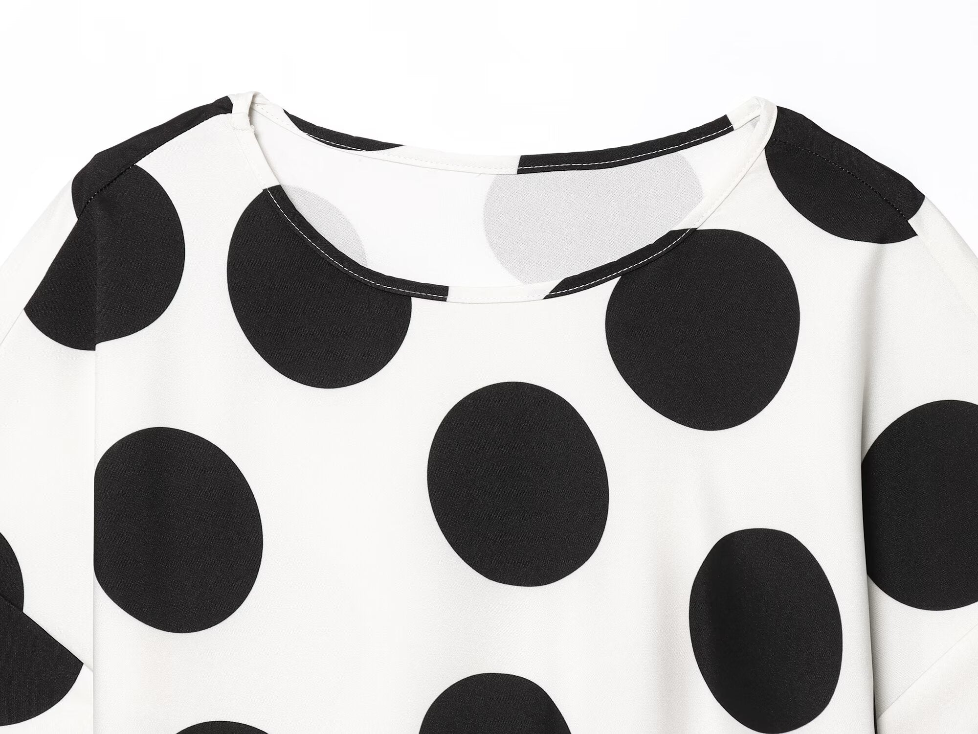 suit Women's 2 pieces O Neck short sleeved polka dot top+Pants