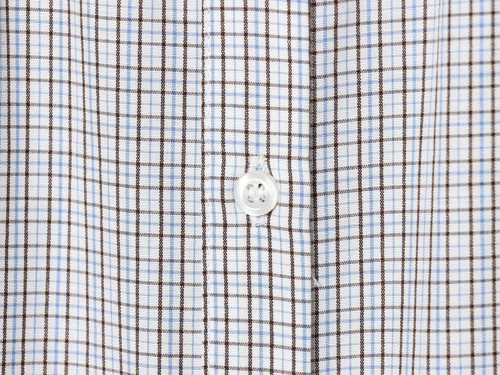 Women's short sleeved plaid elastic poplin shirt