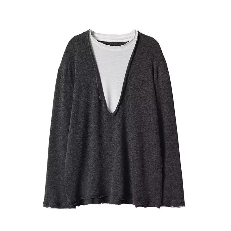 Women's casual color blocked long sleeved knitted top