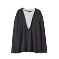Women's casual color blocked long sleeved knitted top