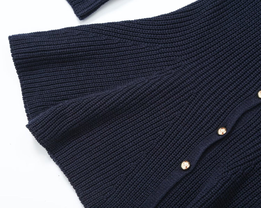 Women's A-line hem short skirt style knitted Coat