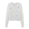 Women's floral embroidery hollowed out knitted cardigan