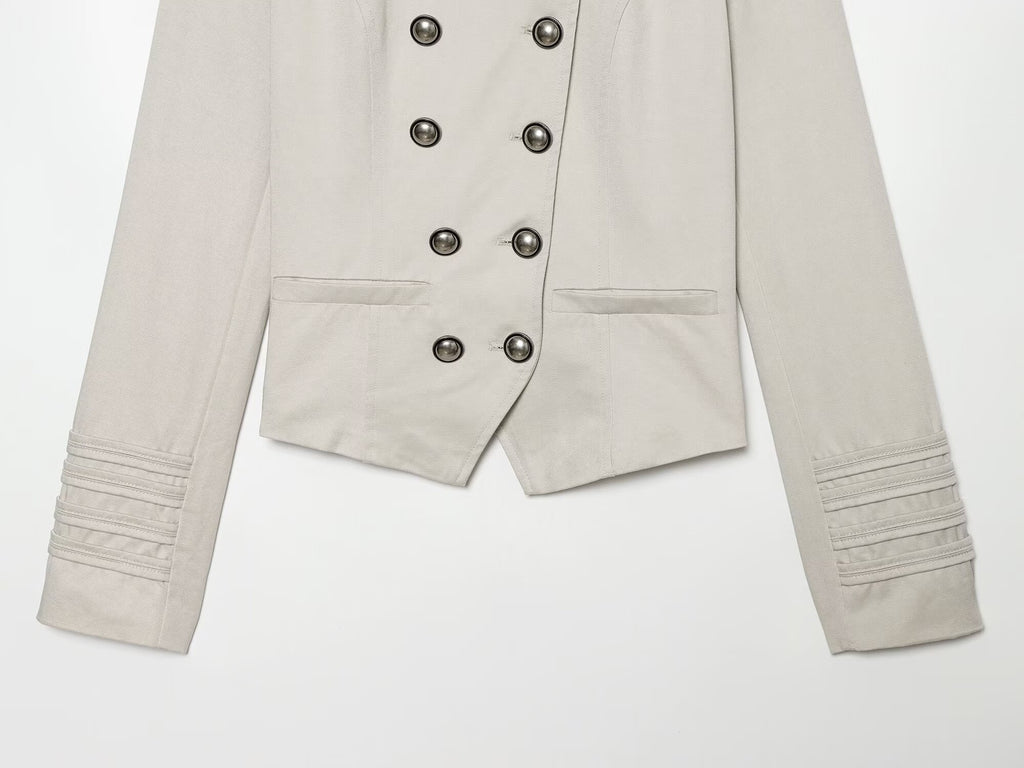 Women's slim stand collar double breasted jacket
