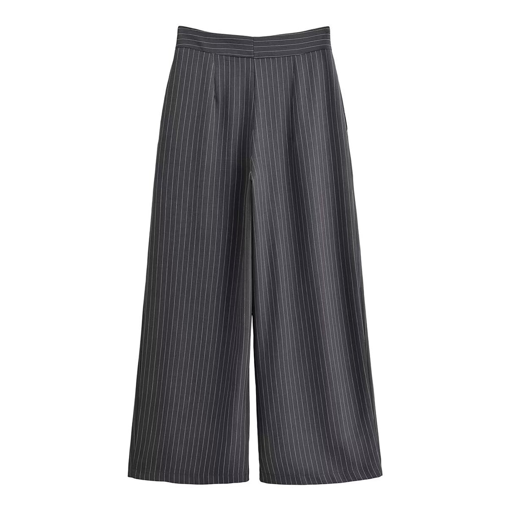 Women's casual striped wide leg pants