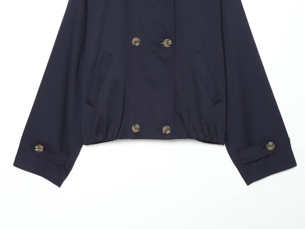 Women's short double breasted windbreaker Coat
