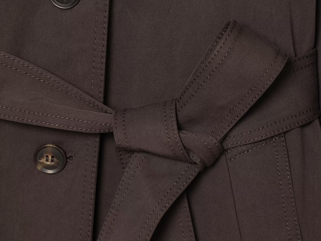 Women's with Belt casual stand collar twill coat