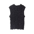 Women's new fashion embroidered pleated half high neck sleeveless T-shirt top
