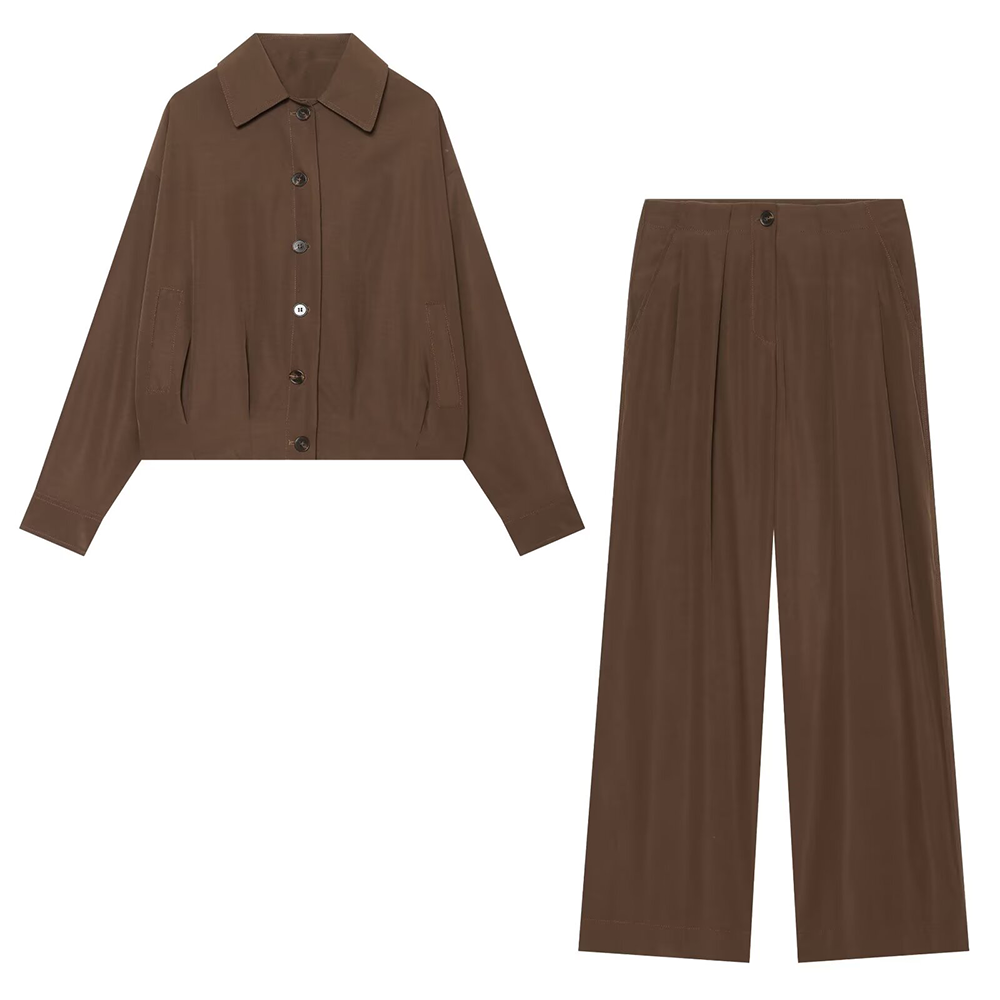 suit Women's 2 pieces balloon style lapel jacket+Pants