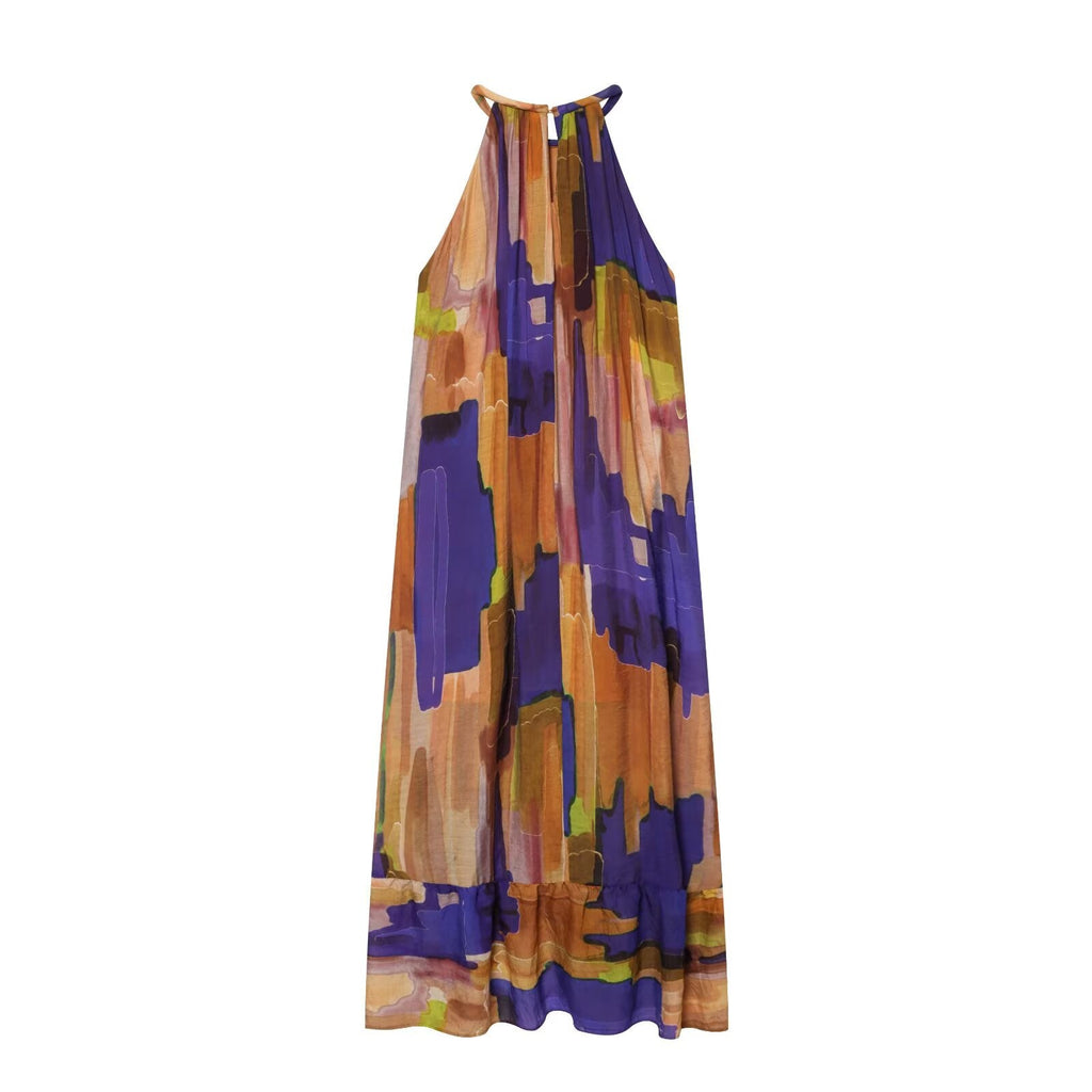 Women's asymmetric hem printed dress