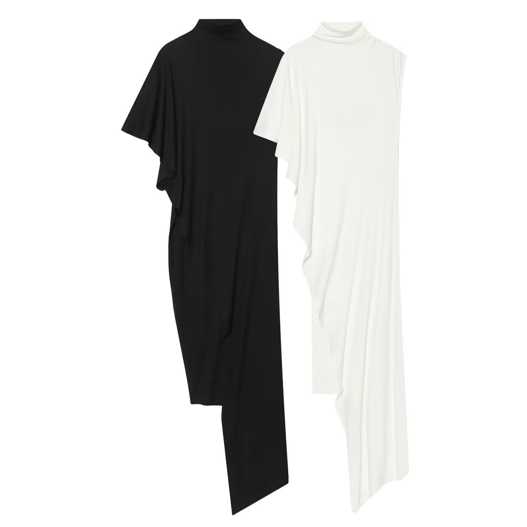 Women's new asymmetric long style pleated top