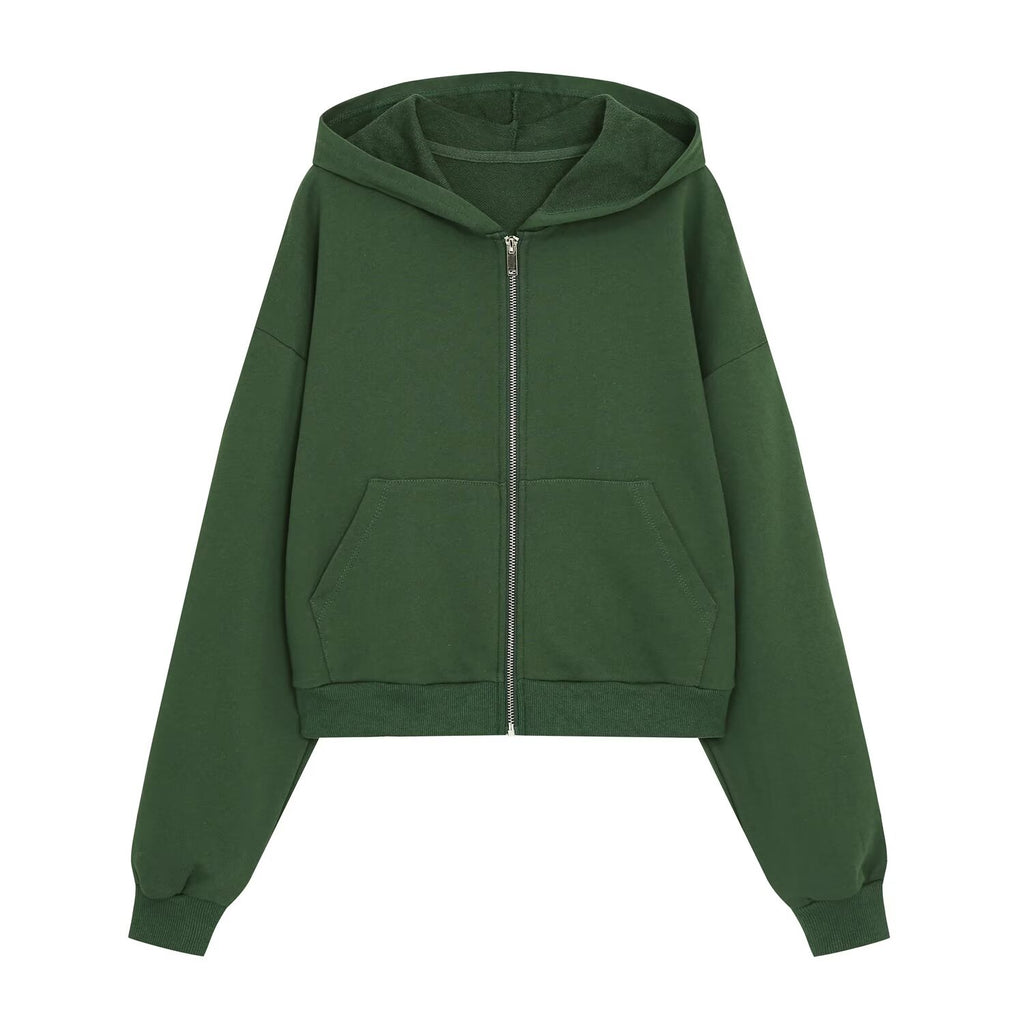 suit Women's 2 pieces washing effect hooded zipper sweatshirt+Pants