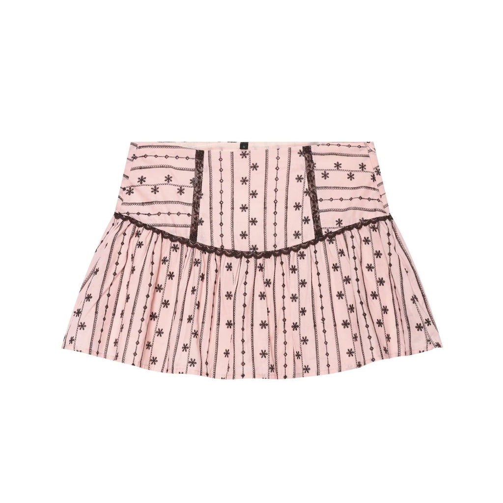 suit Women's 2 pieces lace bow decoration embroidered top+ Shorts Skirts