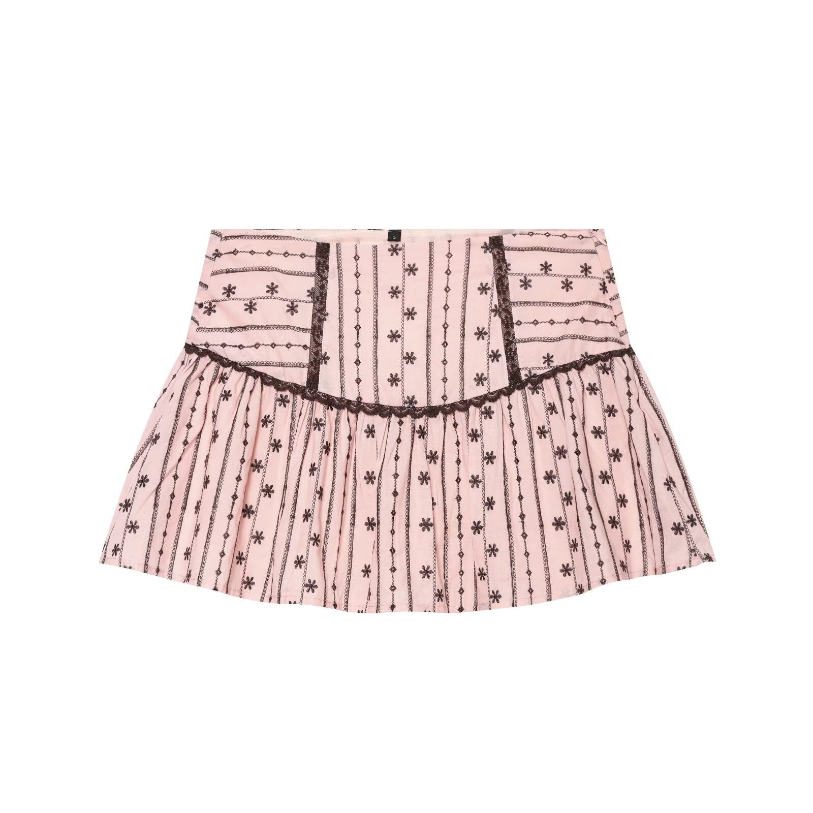 suit Women's 2 pieces lace bow decoration embroidered top+ Shorts Skirts
