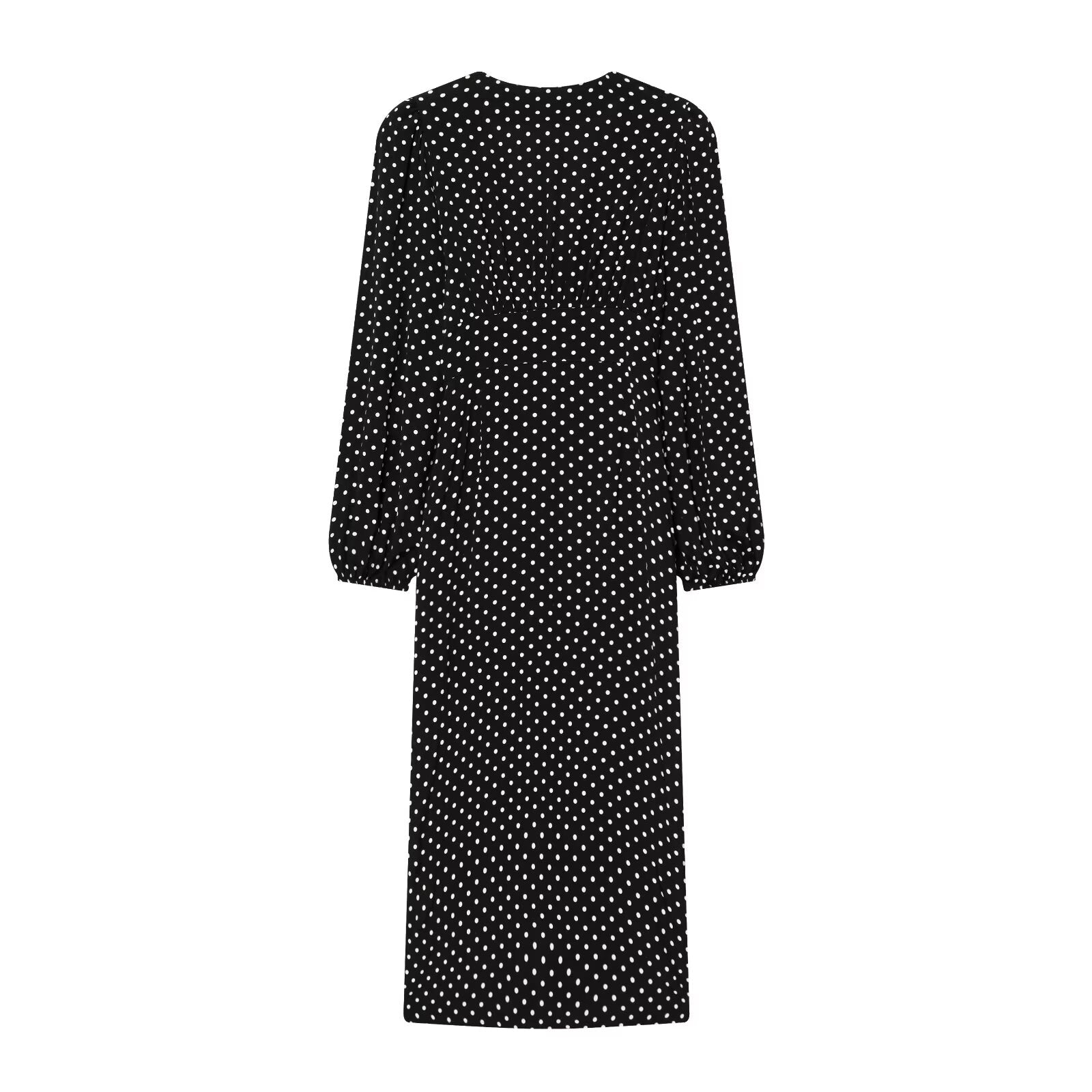 Women's long sleeved polka dot MIDI dress