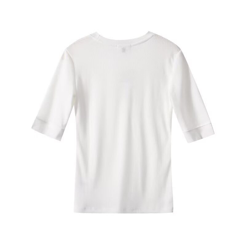 Women's casual versatile round neck base T-shirt