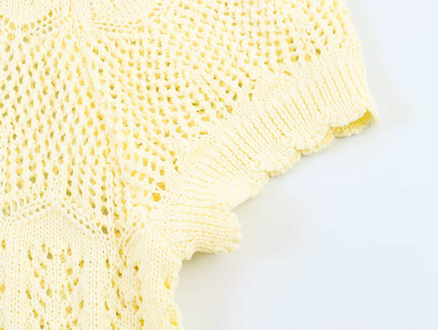 Women's short sleeved hollow knitted cardigan
