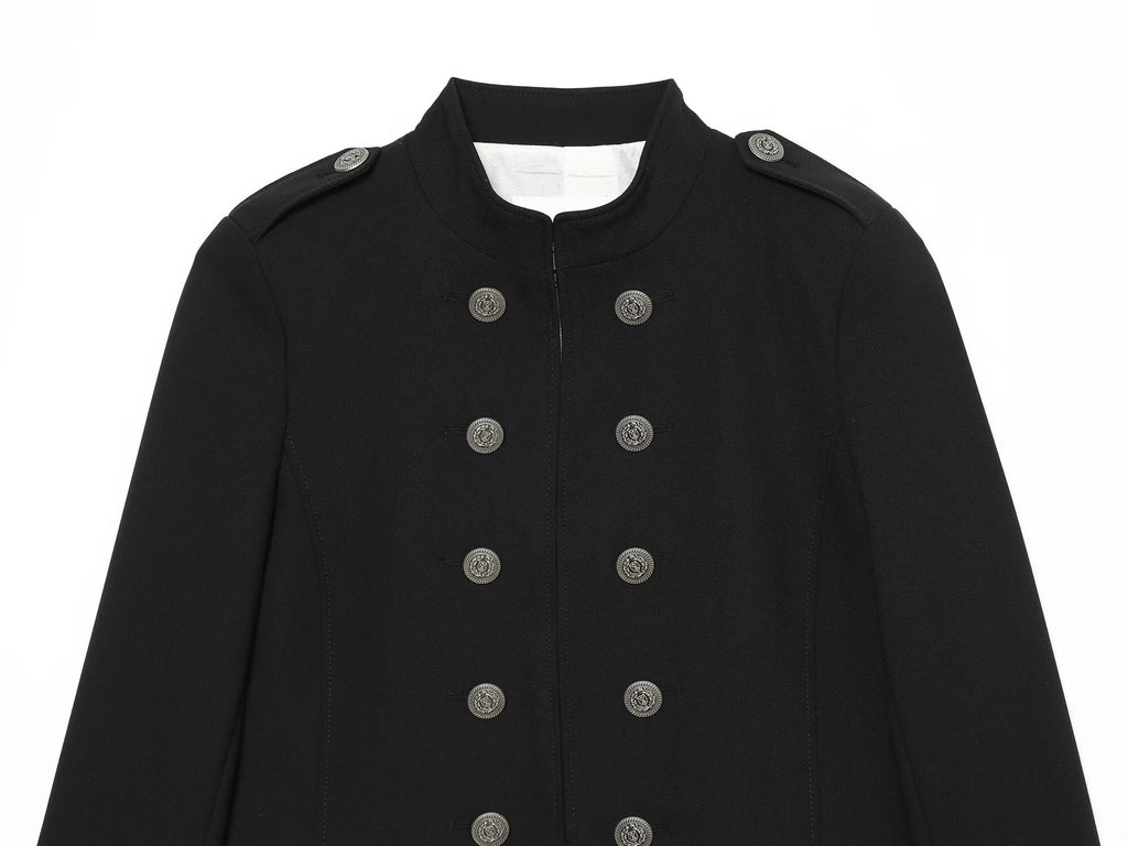 Women's With shoulder pads slim double breasted jacket