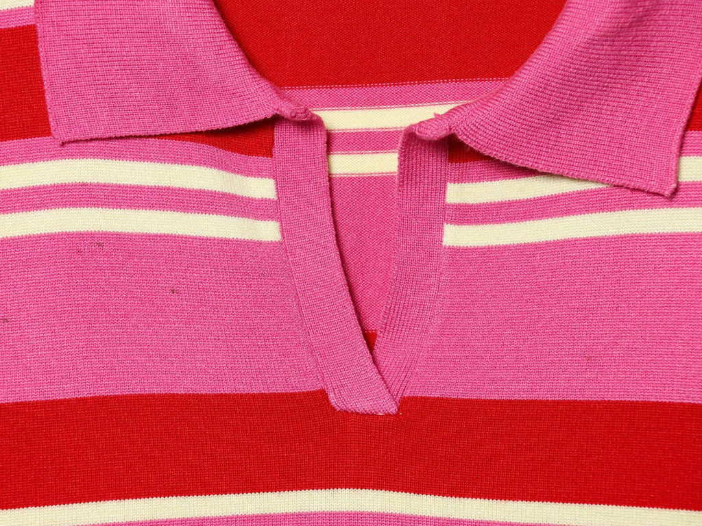 Women's casual striped knitted polo shirt