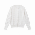 Women's new round neck solid color long sleeve knit cardigan