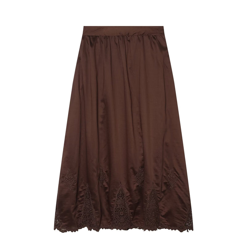 suit Women's 2 pieces casual embroidered fluffy MIDI skirt+ top