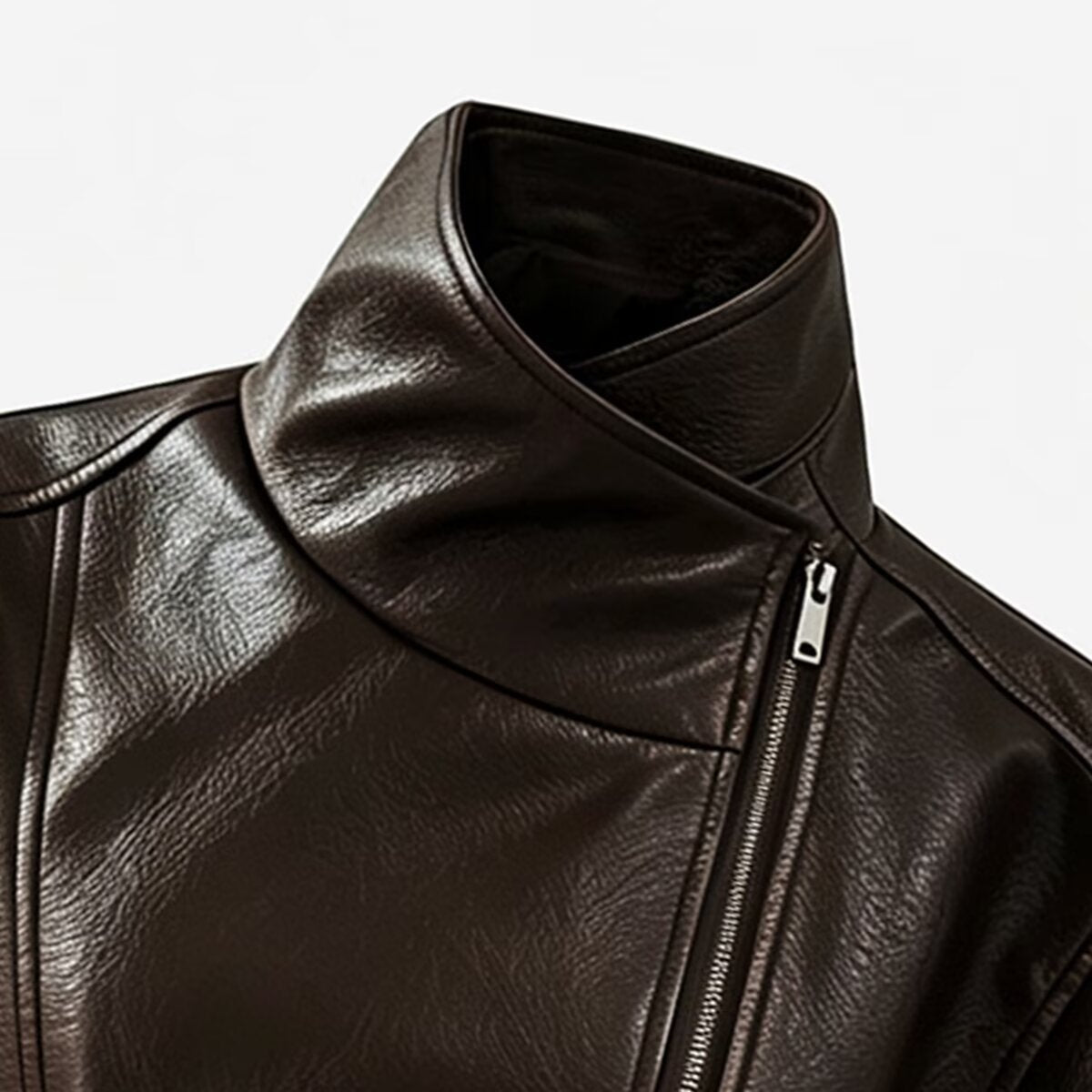 Women's high necked faux leather waistband jacket