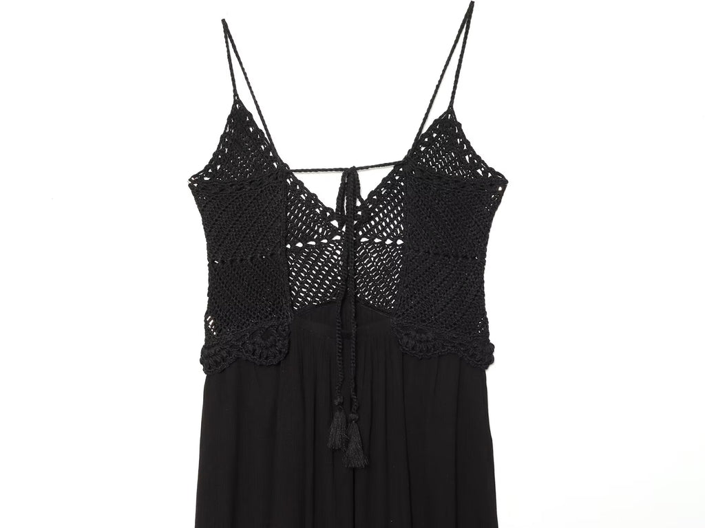 Women's crochet spliced knitted dress