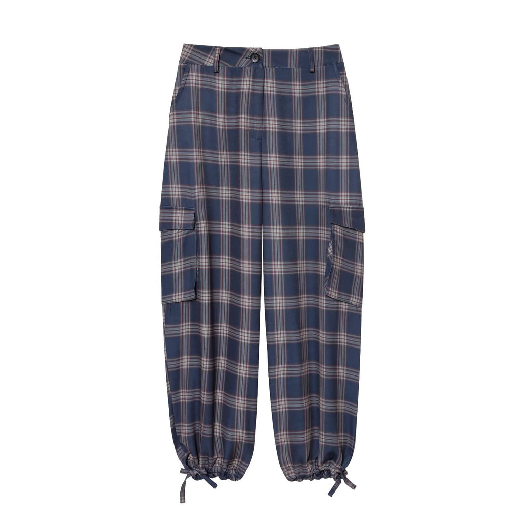 suit Women's 2 pieces hooded checkered cotton jacket Coat+ Pants