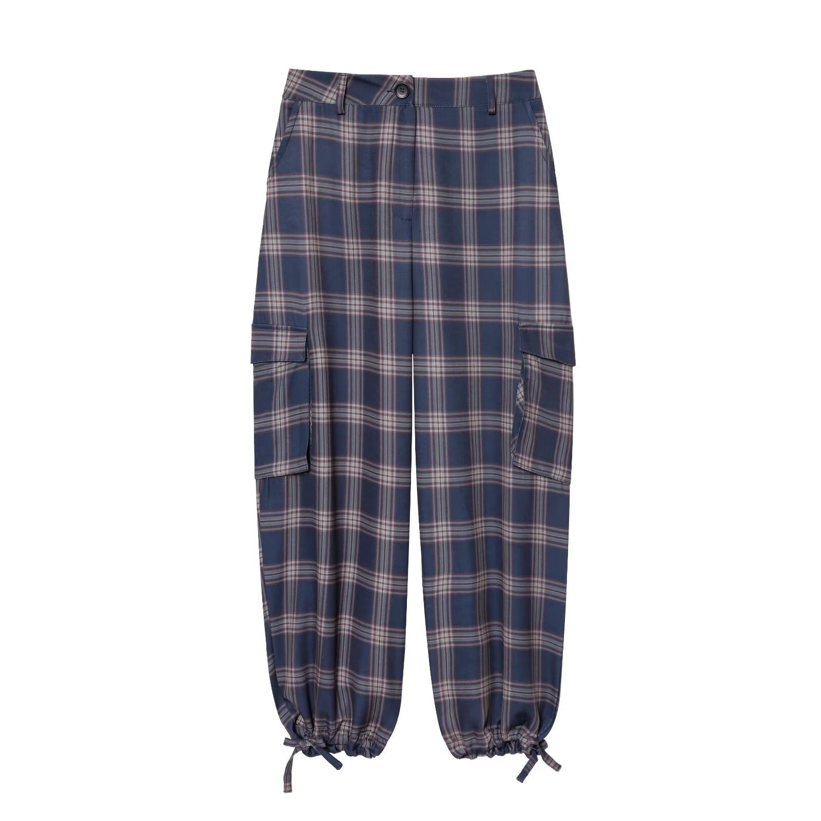suit Women's 2 pieces hooded checkered cotton jacket Coat+ Pants