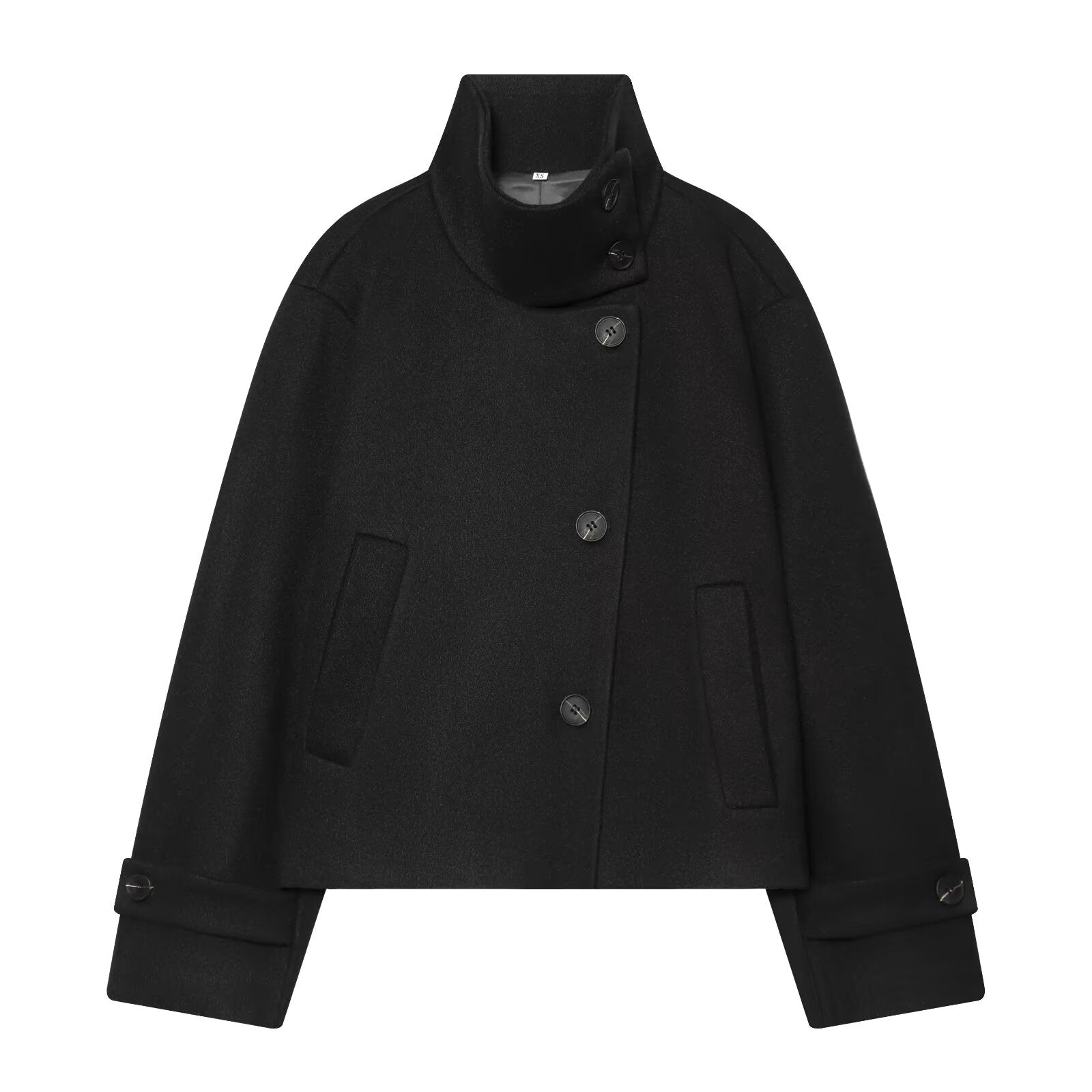 Women's standing collar short single breasted coat