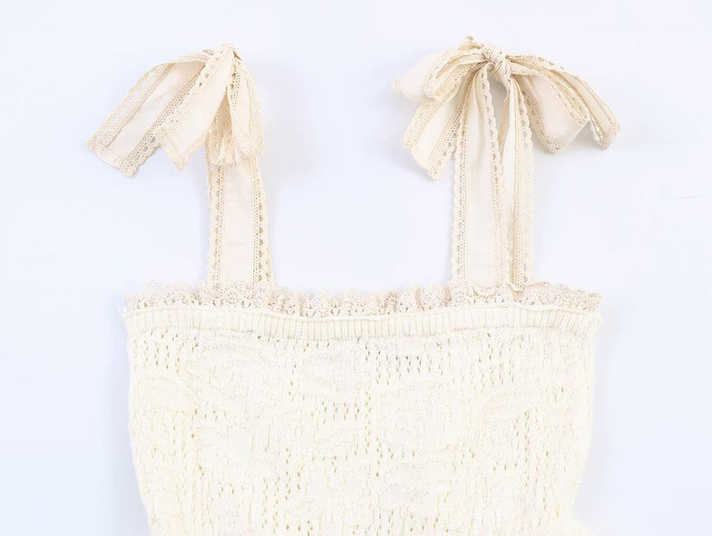 Women's bow decoration knitted top
