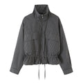 Women's Plaid Stand Collar Cotton Jacket Coat