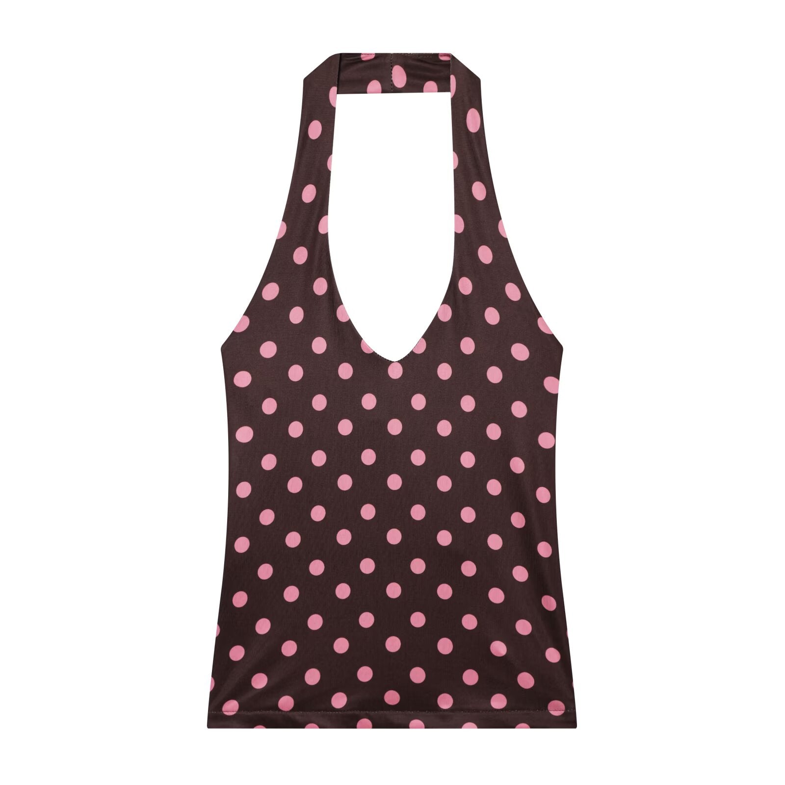 2026 suit Women's 2 pieces polka dot MIDI skirt+Hanging neck top