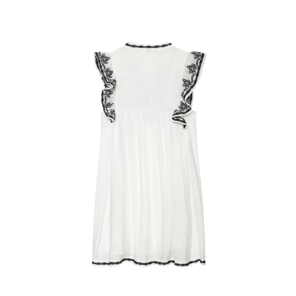 Women's contrasting embroidered mini dress