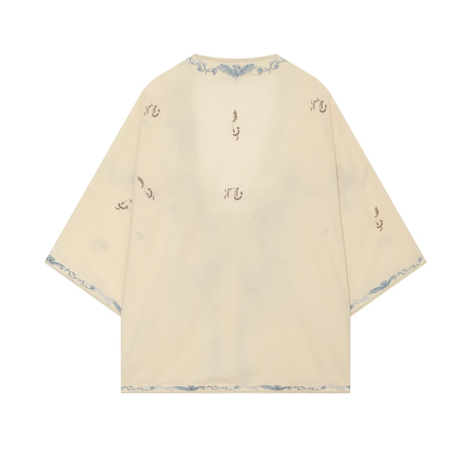 suit Women's 2 pieces short sleeved V-neck embroidered shirt+Shorts