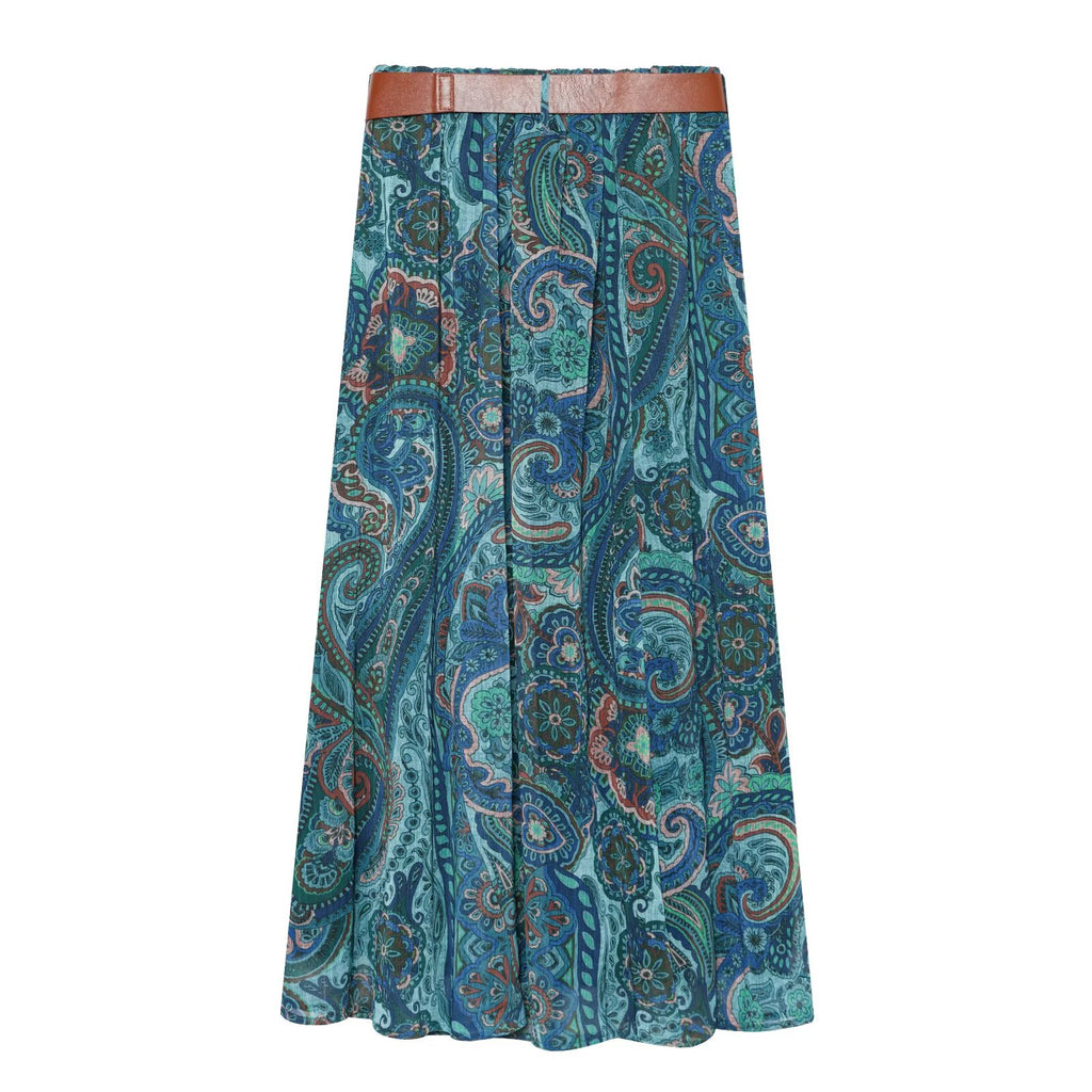 suit Women's 2 pieces bow decoration printed top+Skirts