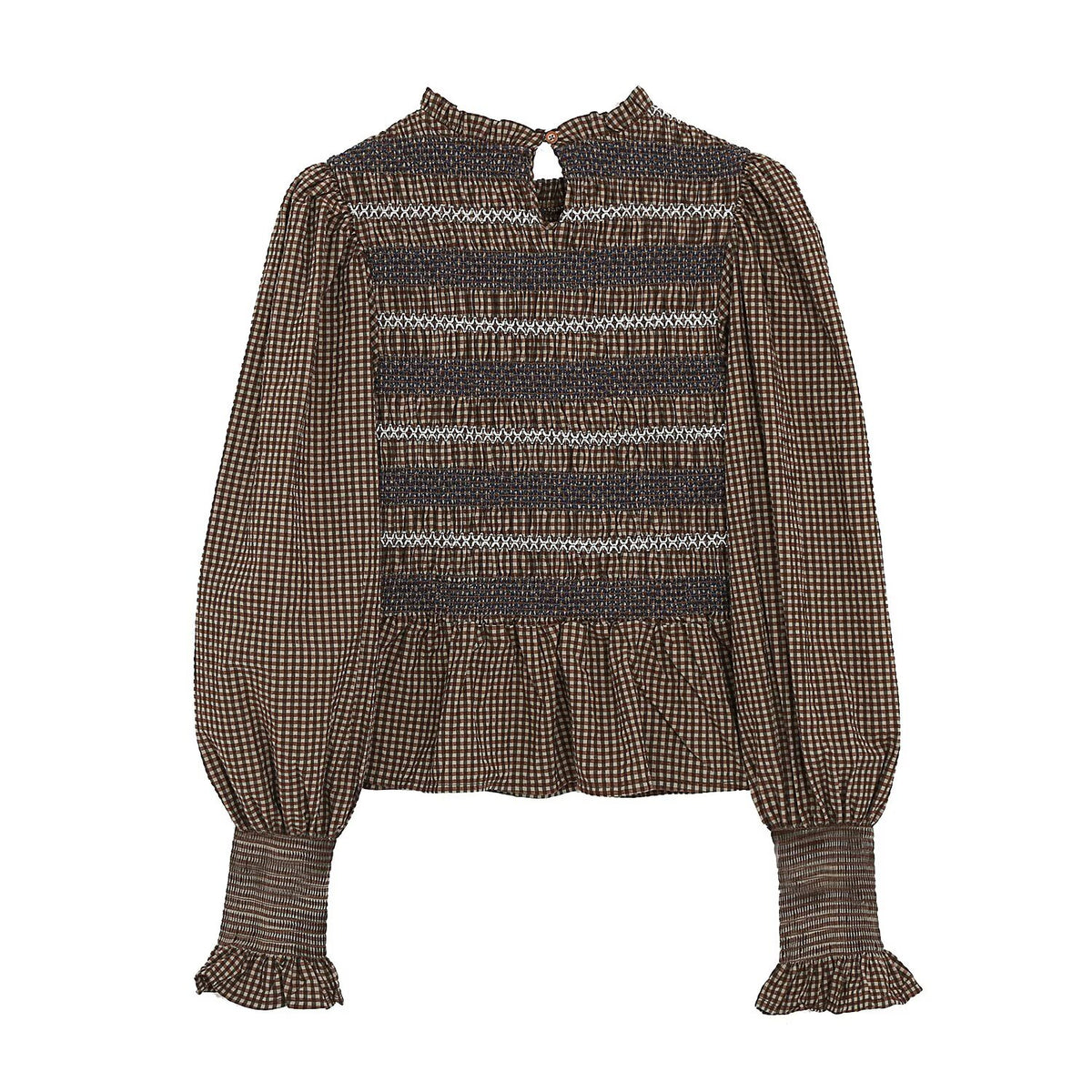 Women's short pleated embroidered shirt