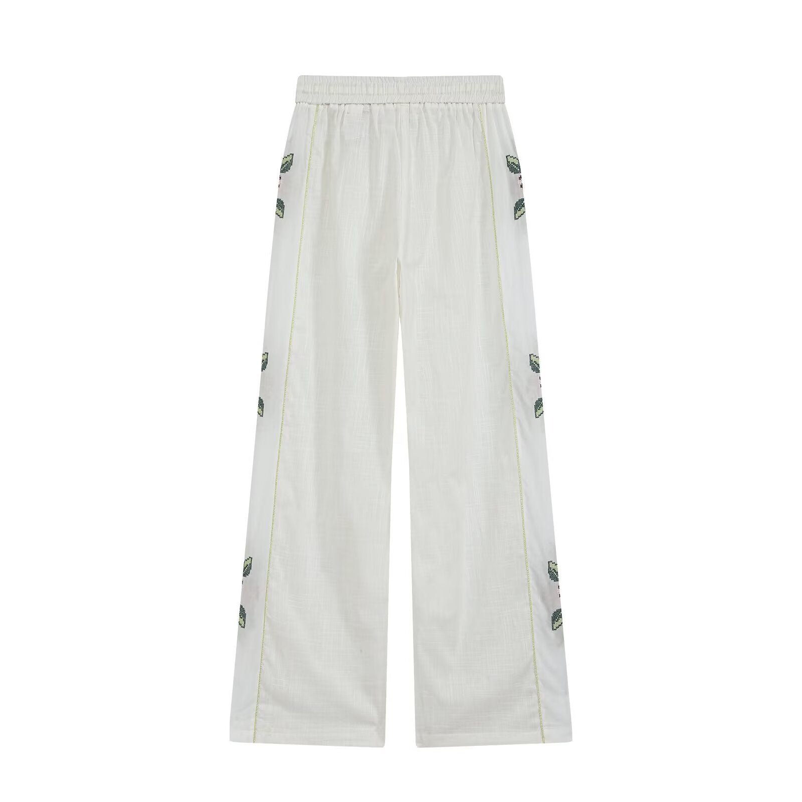 Women's side printed casual straight pants