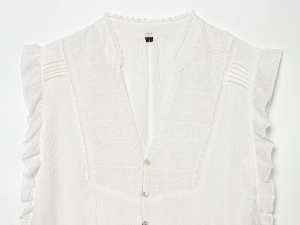 Women's layered decorative embroidered top