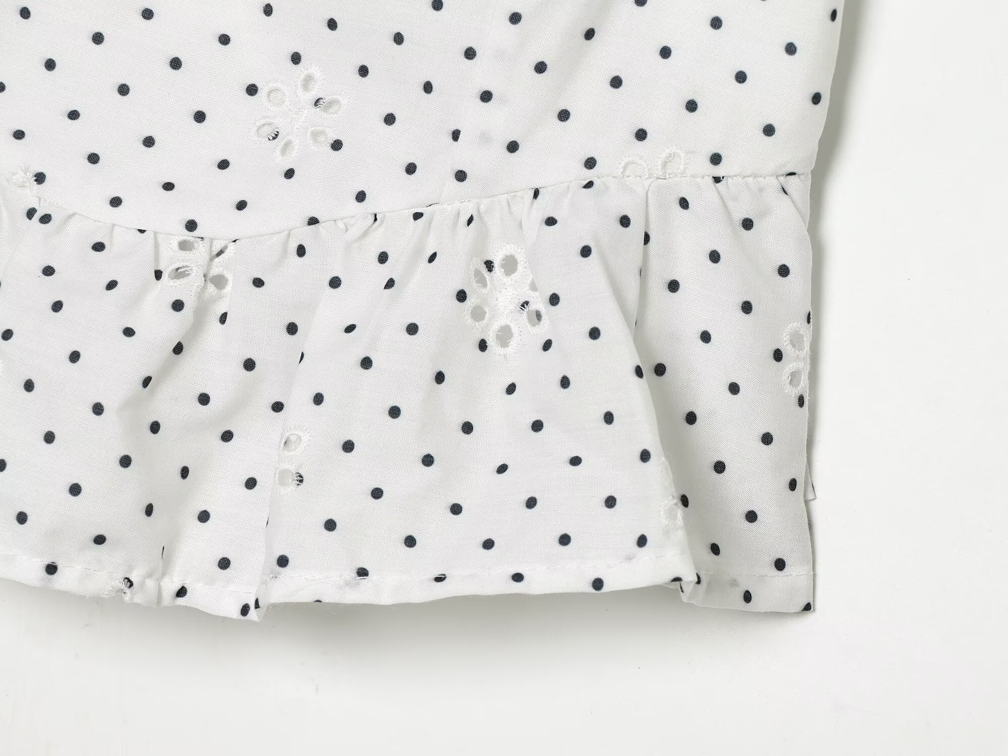 Women's hollowed out embroidered polka dot top